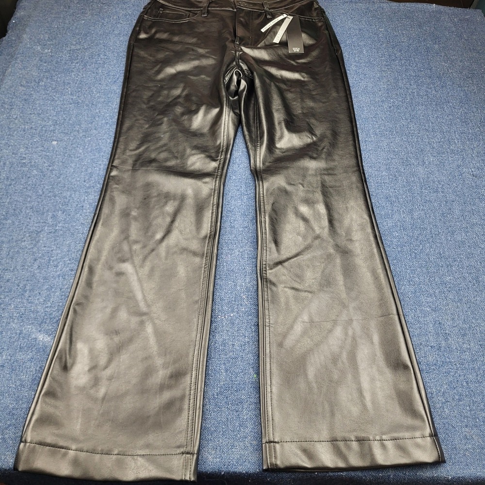 Stitch Star Womens Black Faux Leather High Rise Flare Pants Size 10 NEW Trousers